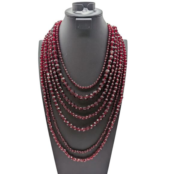 Vintage Grazino Seven Strand Sparkling Wine Acrylic Bead 19"-22" Necklace - Picture 5 of 5